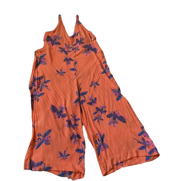 Free People Orange Crop Wide Leg Jumpsuit - S - Boho Maximalist Festival Vibes - Picture 11 of 13
